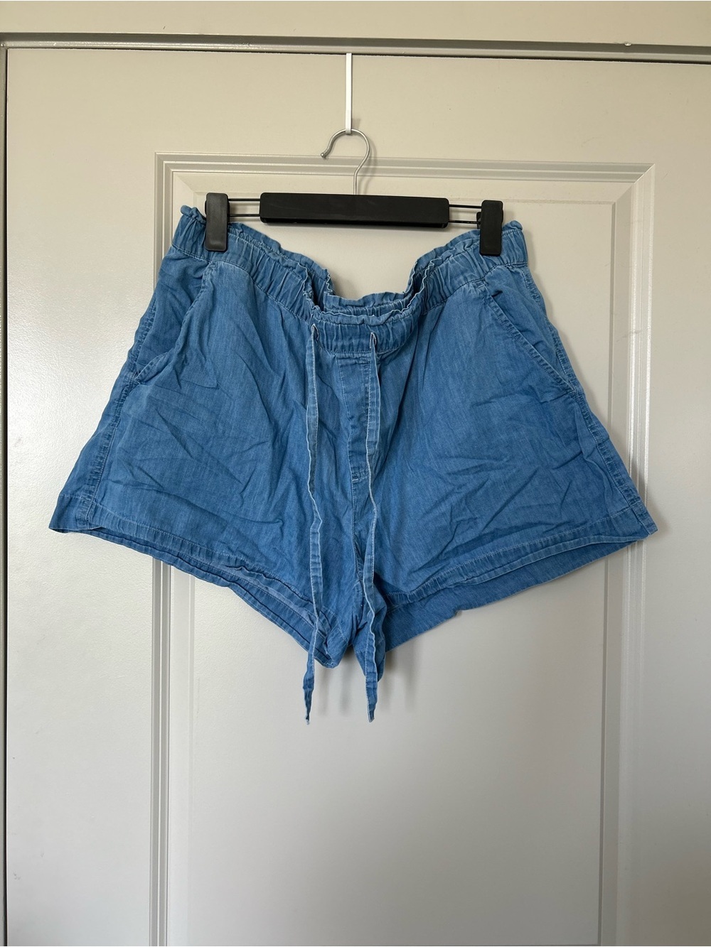 LOFT Light Blue High Waist Drawstring Shorts